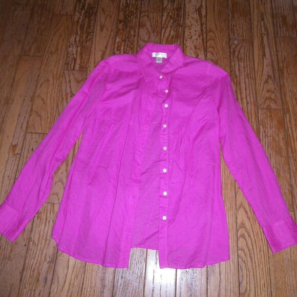Women's Linen & Cotton Blend Button Up Shirt - Picture 1 of 2
